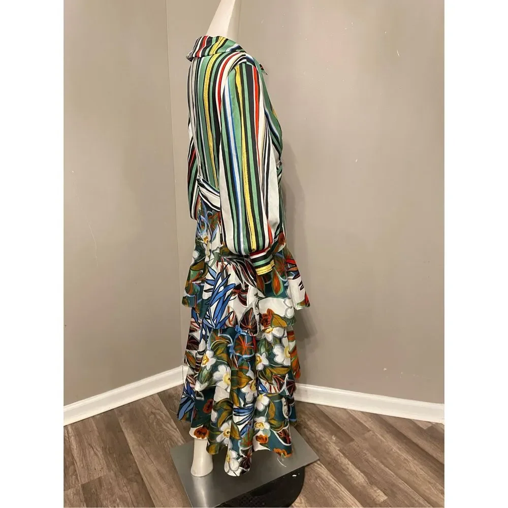 Badgley Mischka Mixed Print Tiered Shirtdress - Picture 11 of 14